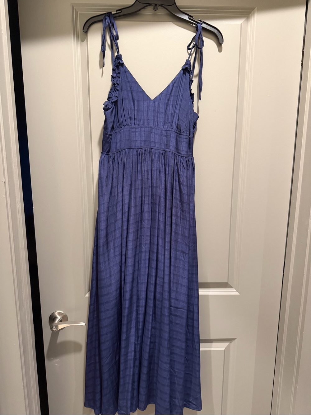 FRNCH Navy Shoulder-Tie Maxi Dress